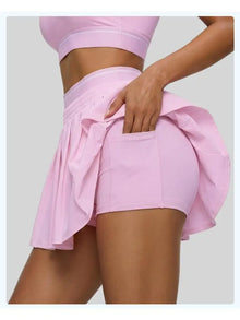 Women High Waist Pleated Tennis Skirt with Built-in Shorts Quick Dry Athletic Skort Sports Skirt for Golf Running Workout Daily