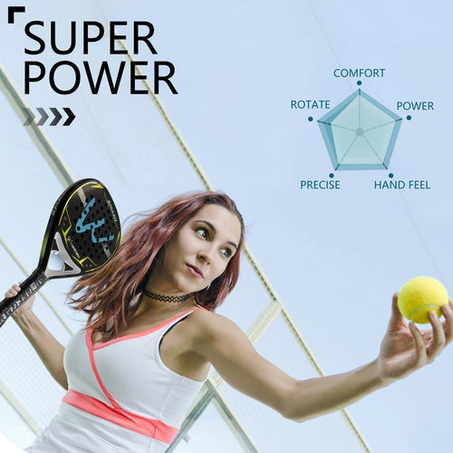 12K Carbon Fiber Padel Racket | with EVA Memory Foam Cotton | New Process Caged Tennis Racket | Board Style Racket