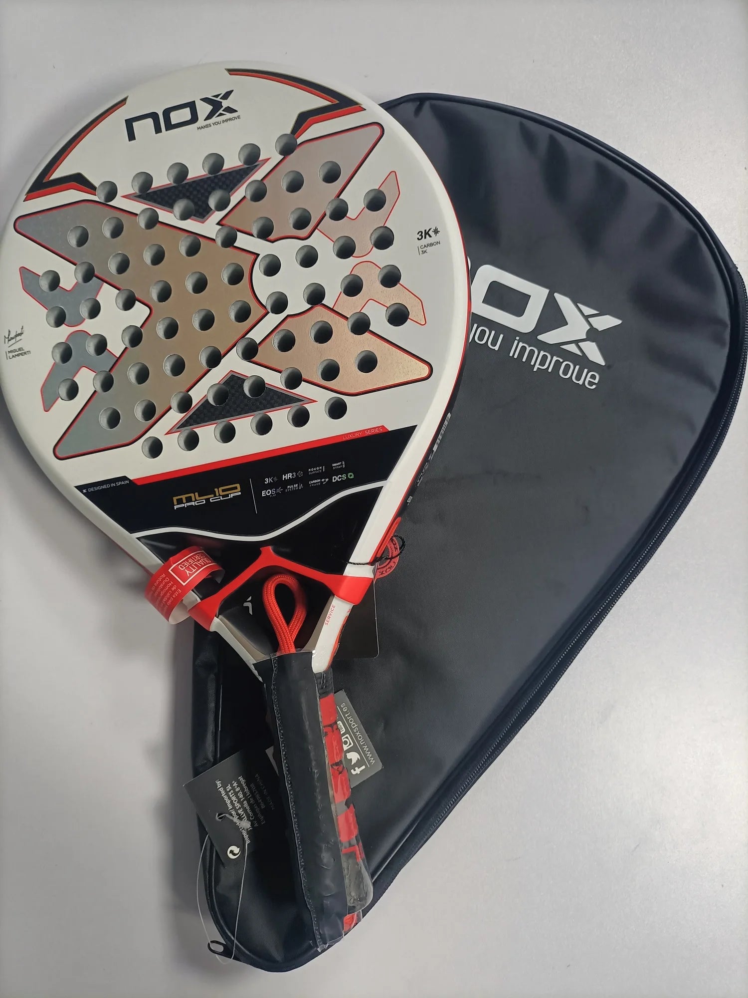 NOX profesionali anglies pluošto padelio raketė su 3D SPIN technologija