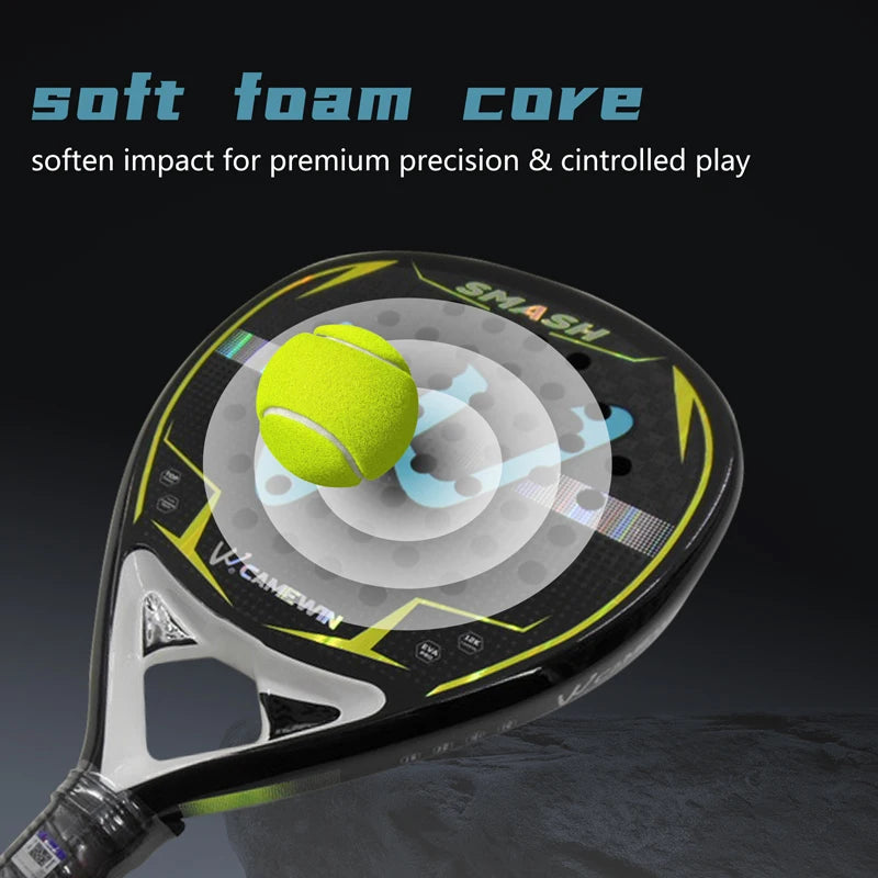 12K Carbon Fiber Padel Racket | with EVA Memory Foam Cotton | New Process Caged Tennis Racket | Board Style Racket