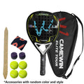 12K Carbon Fiber Padel Racket | with EVA Memory Foam Cotton | New Process Caged Tennis Racket | Board Style Racket