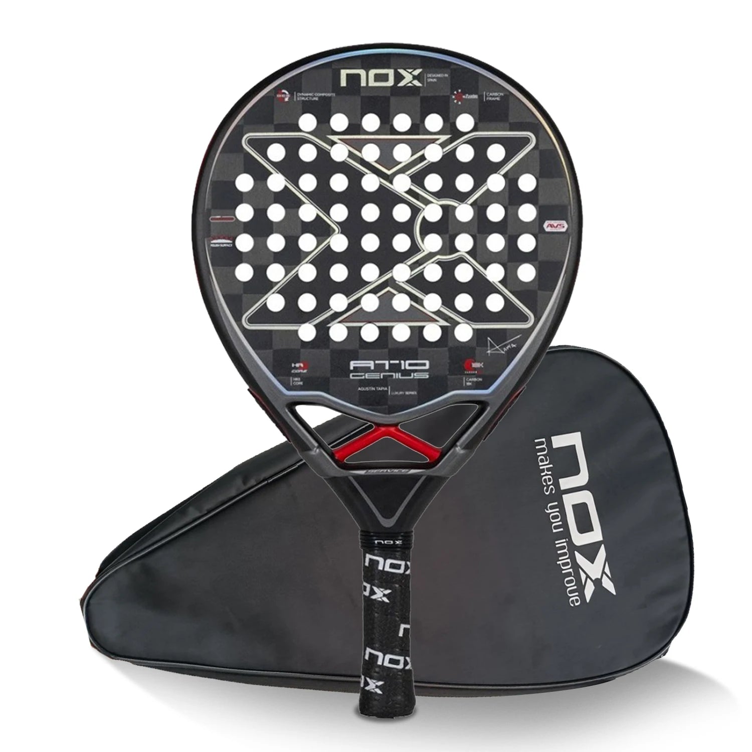 NOX 2026 padelio raketė su 12K/18K anglies pluoštu ir EVA Memory Flex šerdimi