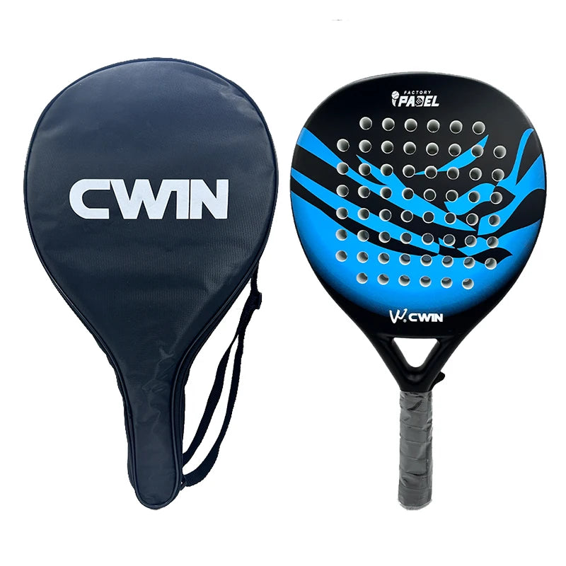 CWIN Wave Series Full Carbon Padel Racket 3.8cm EVA Core Beginner Training Paddle with Carry Bag