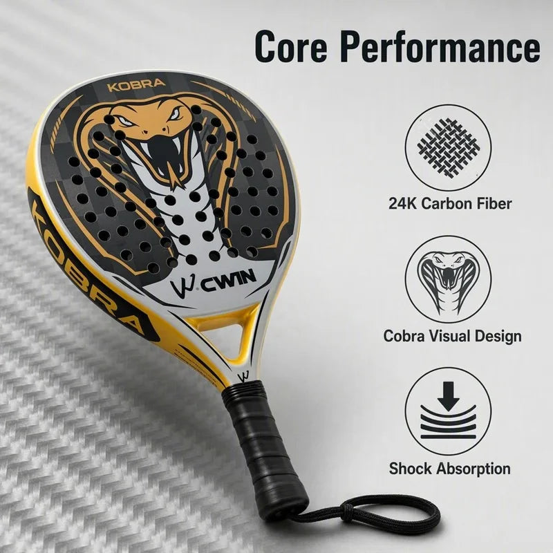 24K Senior Padel Racket Professional Racquet Carbon Fiber Soft EVA Face With Padel Bag Cover For Men Women Training Accessores