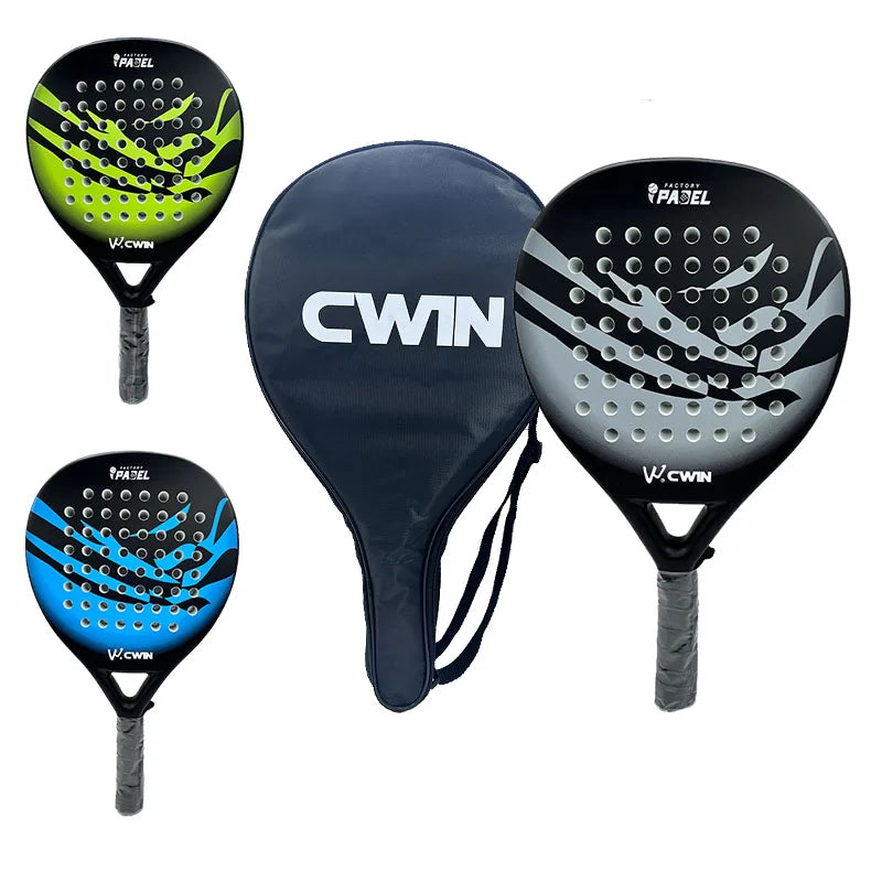 CWIN Wave Series Full Carbon Padel Racket 3.8cm EVA Core Beginner Training Paddle with Carry Bag