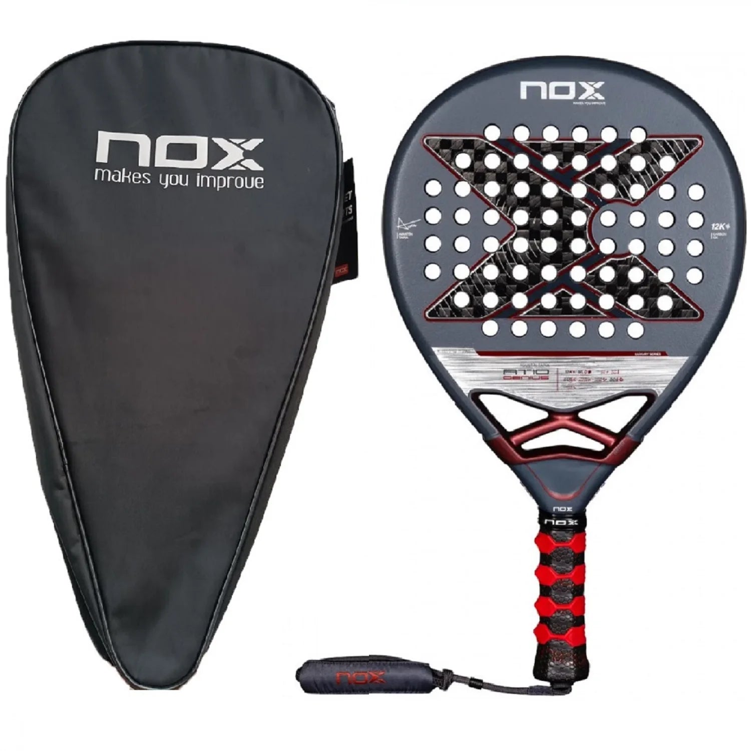 NOX profesionali anglies pluošto padelio raketė su 3D SPIN technologija
