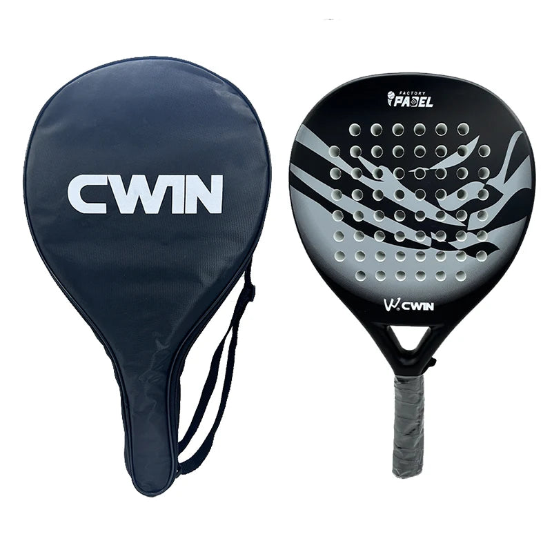 CWIN Wave Series Full Carbon Padel Racket 3.8cm EVA Core Beginner Training Paddle with Carry Bag