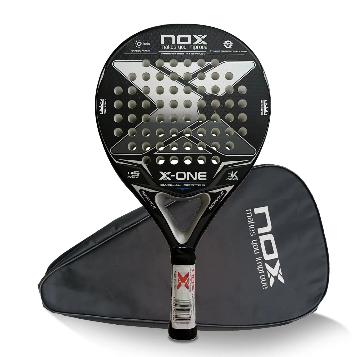 NOX 2026 padelio raketė su 12K/18K anglies pluoštu ir EVA Memory Flex šerdimi
