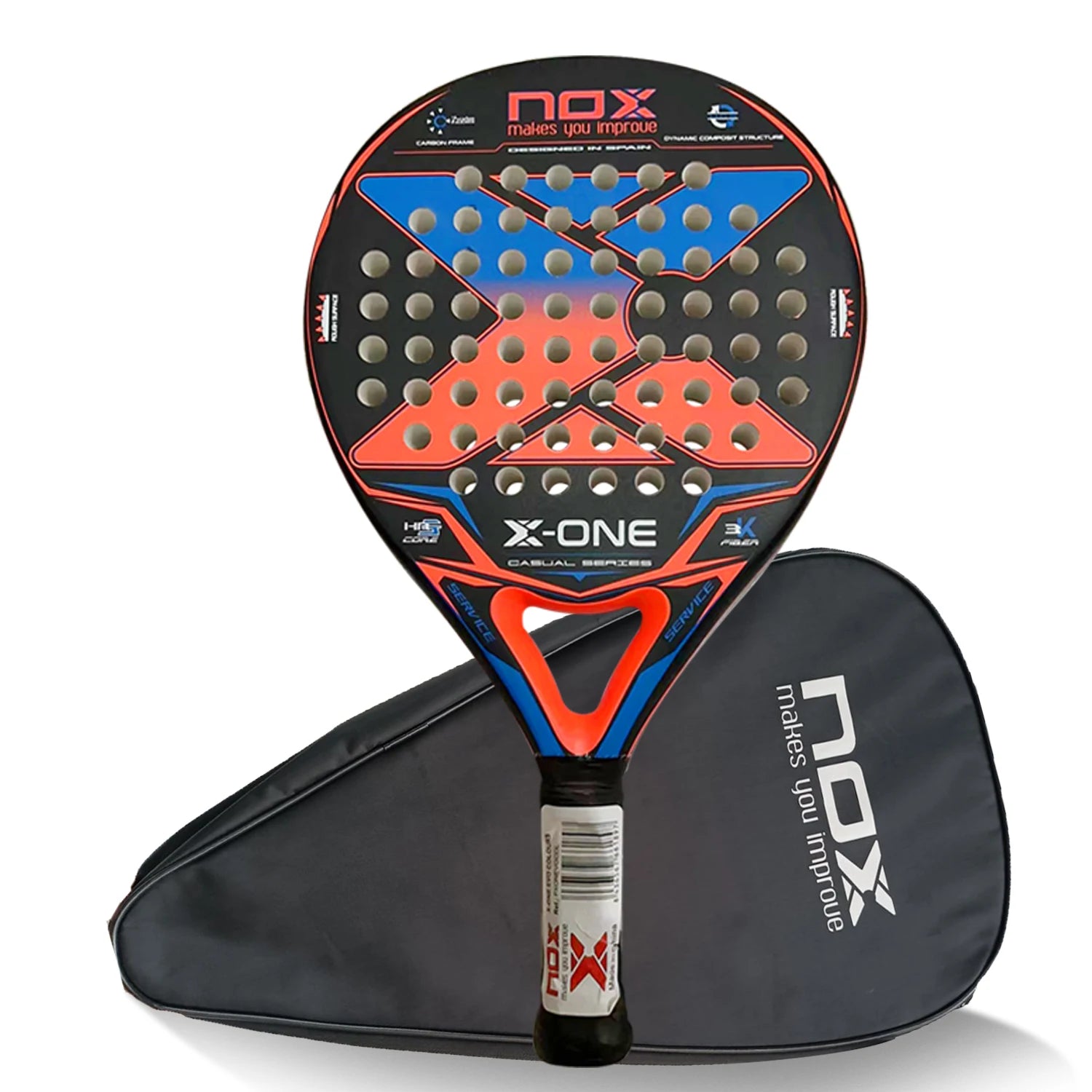 NOX 2026 padelio raketė su 12K/18K anglies pluoštu ir EVA Memory Flex šerdimi