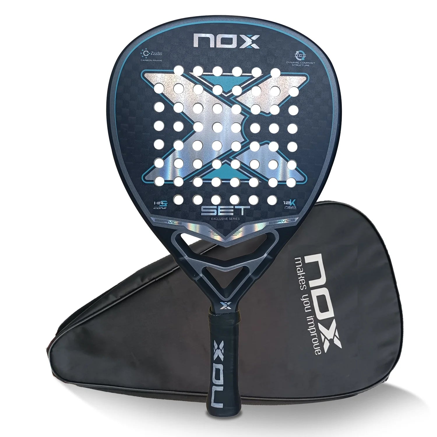 NOX 2026 padelio raketė su 12K/18K anglies pluoštu ir EVA Memory Flex šerdimi