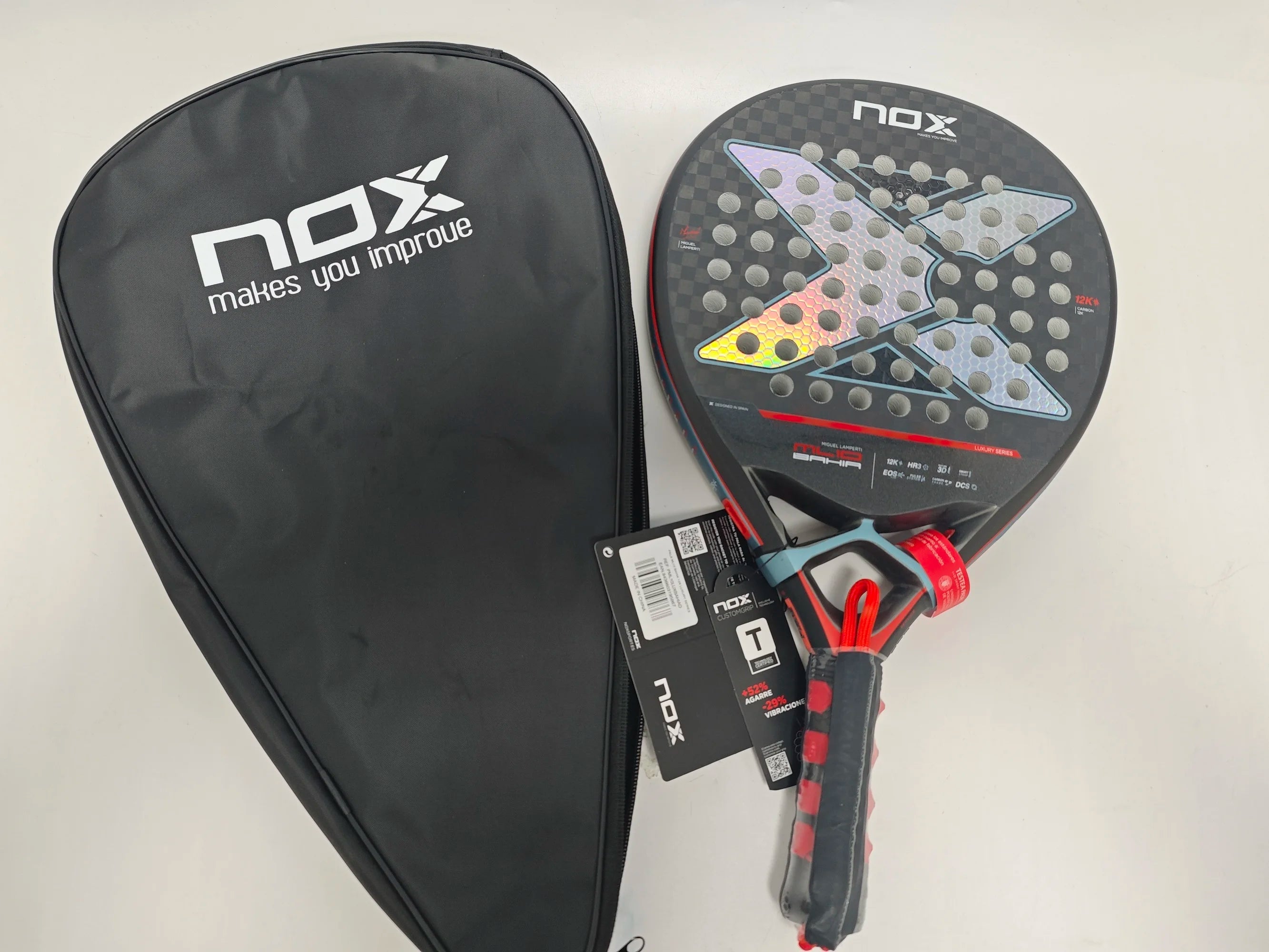 NOX profesionali anglies pluošto padelio raketė su 3D SPIN technologija
