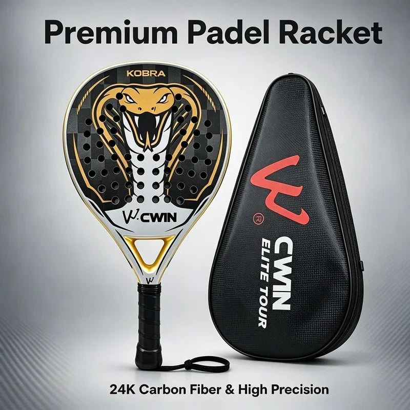 24K Senior Padel Racket Professional Racquet Carbon Fiber Soft EVA Face With Padel Bag Cover For Men Women Training Accessores