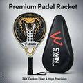 24K Senior Padel Racket Professional Racquet Carbon Fiber Soft EVA Face With Padel Bag Cover For Men Women Training Accessores