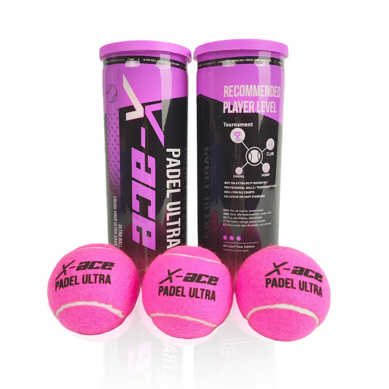 X-ACE Pink Padel Ball,45% Wool Felt,Thickened Rubber Liner,High Elasticity Professional Competition Training Practice Padel Ball