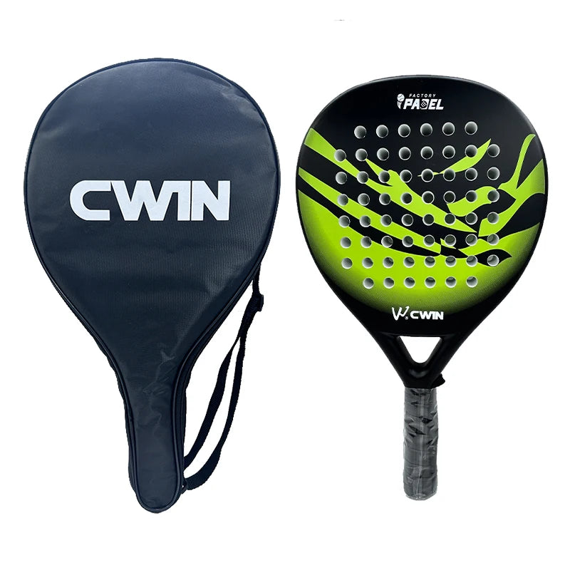 CWIN Wave Series Full Carbon Padel Racket 3.8cm EVA Core Beginner Training Paddle with Carry Bag