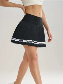 Pleated Skirt 2-in-1 Tennis Skorts With Inner Pockets Bouffancy Stripe High Waist Sportwear Outwear Quick Dry Fitness For Women