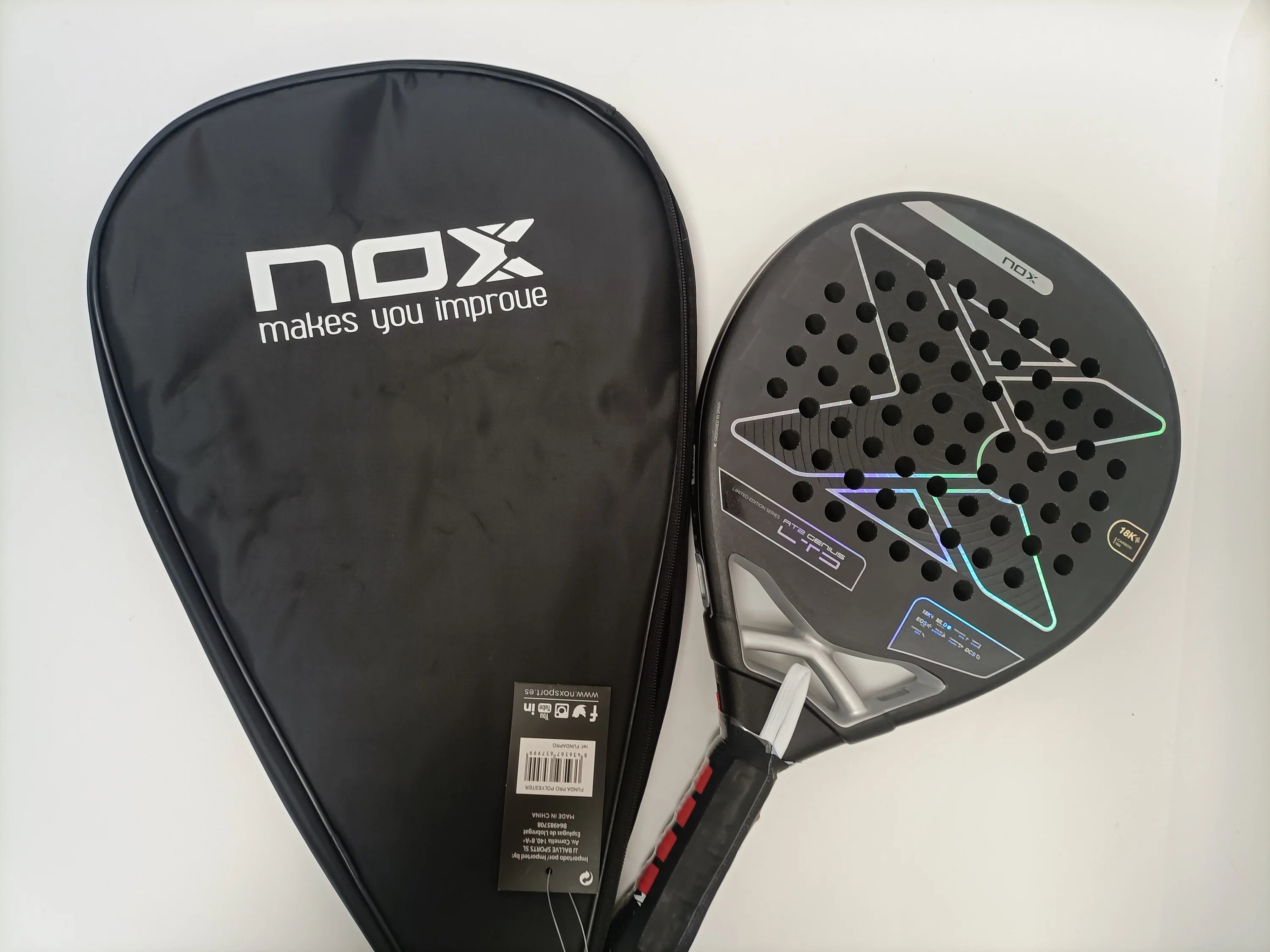 NOX profesionali anglies pluošto padelio raketė su 3D SPIN technologija