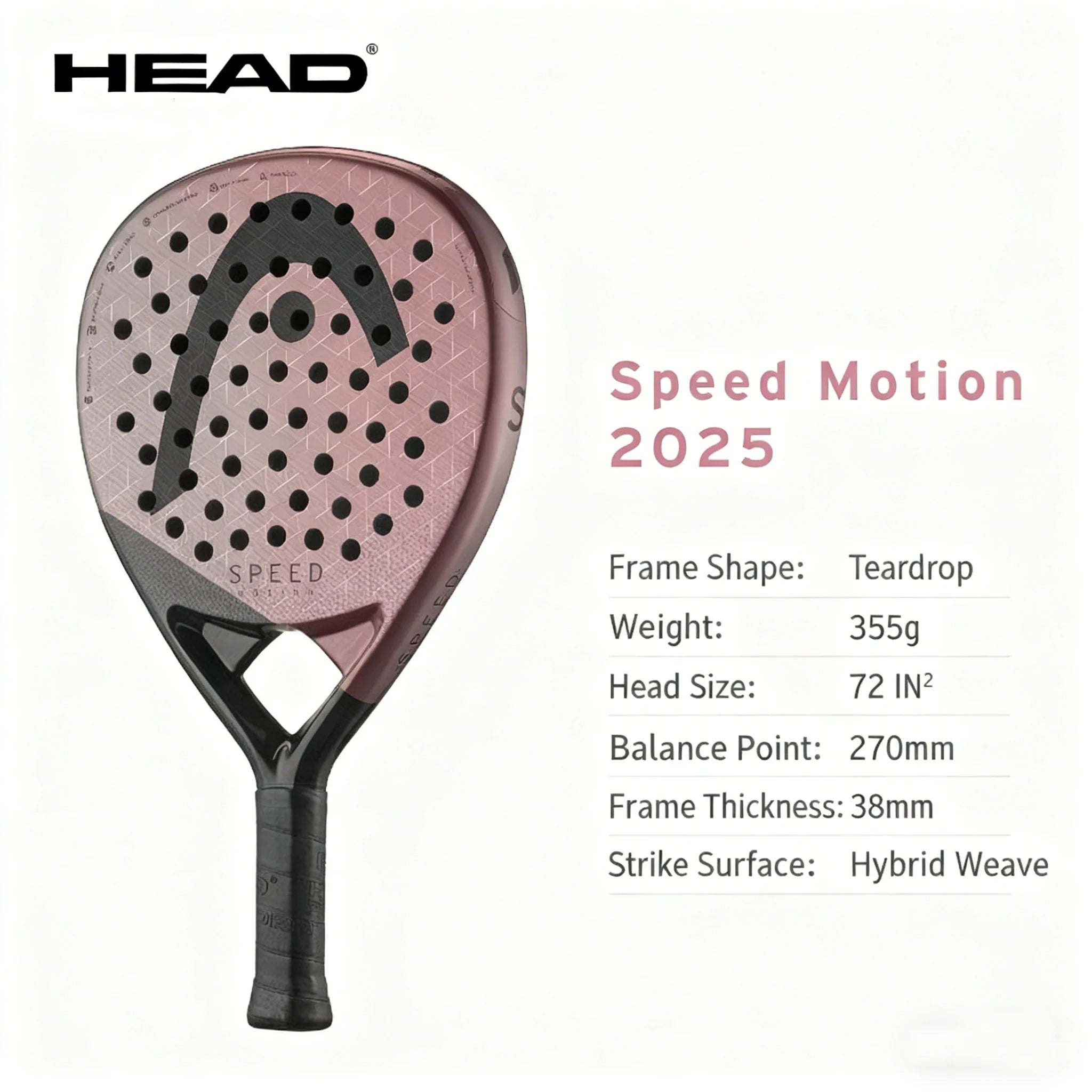 HEAD Tennis Padel Racket Carbon Fibre SPEED Series Adult Padal Cage Tennis Racquets Teardrop Shape 2025 New Padel Racket