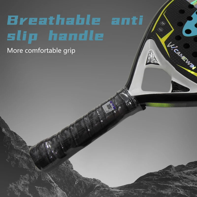 12K Carbon Fiber Padel Racket | with EVA Memory Foam Cotton | New Process Caged Tennis Racket | Board Style Racket