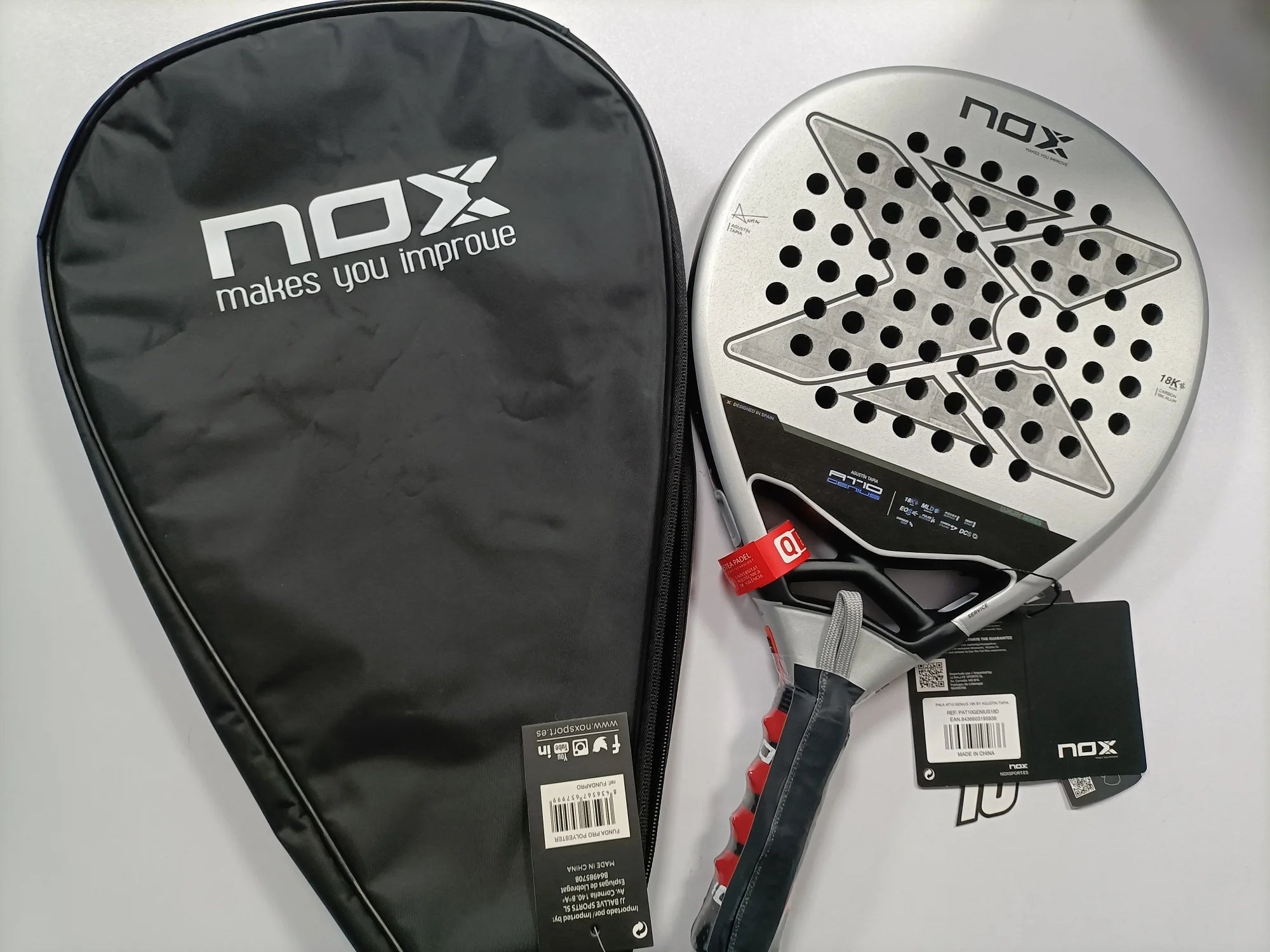 NOX profesionali anglies pluošto padelio raketė su 3D SPIN technologija